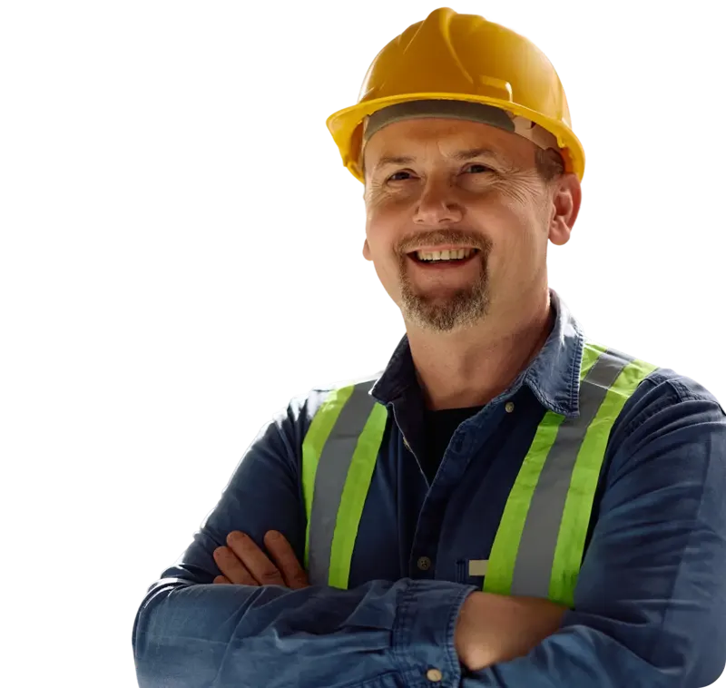 Smiling site worker in a hard hat