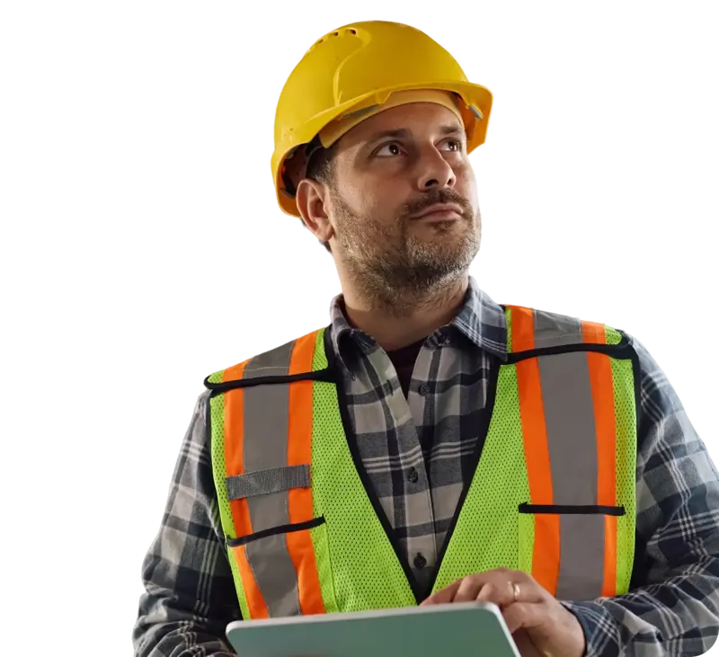 Site worker using a tablet